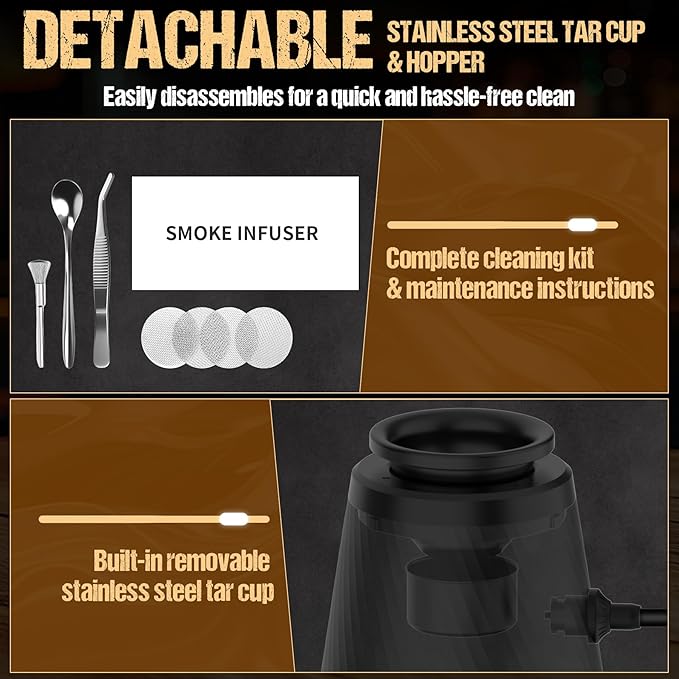 Wood Chips with Smoker Kit Upgraded Patented Smoking Gun – 0 Oil Smoke Contact, Effectively Prevents Tar Clogging, Dense Smoke Infuser for Cocktails, Meat & Cheese, Type-C/Battery