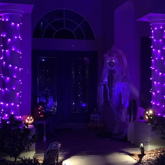 TW SHINE Halloween Lights, 400 LED 132FT Outdoor Halloween Lights Plug in with 8 Modes, Waterproof Christmas Light Outdoor, Indoor Decorations for Party Yard Haunted House Decor, Purple