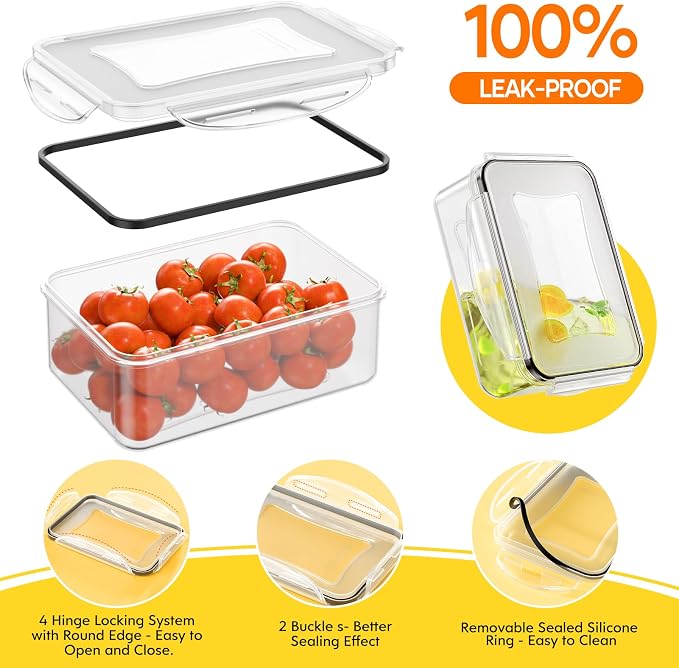 52 PCS Food Storage Containers with Lids Airtight (26 Lids & 26 Containers) | Reusable Plastic Leakproof Meal-Prep Container for Kitchen Storage Organization Microwave/Dishwasher Safe with Labels & Pen