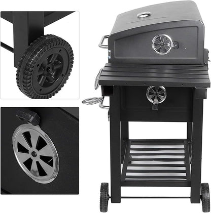 Portable Charcoal Grill, Large BBQ Grill with Wheels, Adjustable Vent Outdoor Grill for Camping, Picnic and Garden