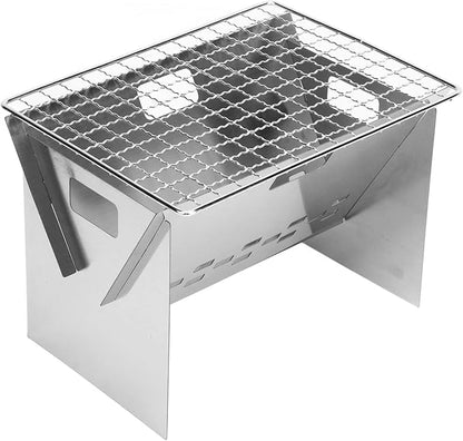 Topyond Folding Charcoal BBQ Grill, Stainless Steel Portable Barbecue Grill for Outdoor Camping,Kebab Grill, Mangal Grill,Square BBQ Grill, Picnic BBQ