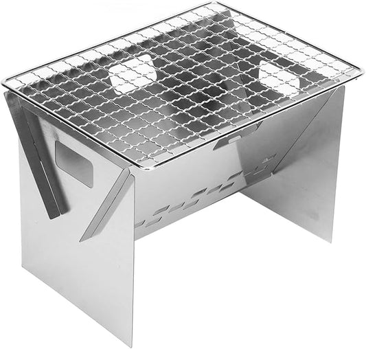 Topyond Folding Charcoal BBQ Grill, Stainless Steel Portable Barbecue Grill for Outdoor Camping,Kebab Grill, Mangal Grill,Square BBQ Grill, Picnic BBQ