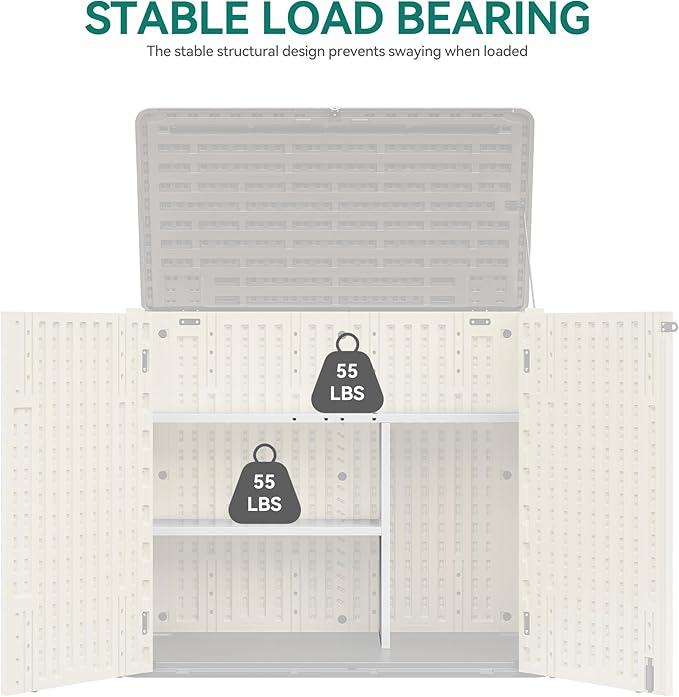 YITAHOME 30cuft Horizontal Storage Shed Shelf, Weatherproof Metal Shelf for 30 cu ft Tool Cabinet, Ideal for Outdoor Use, Easy Assembly,45.6" L X 13.2" W X 29.2" H, White