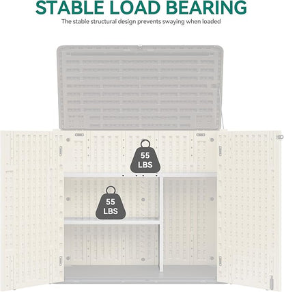 YITAHOME 30cuft Horizontal Storage Shed Shelf, Weatherproof Metal Shelf for 30 cu ft Tool Cabinet, Ideal for Outdoor Use, Easy Assembly,45.6" L X 13.2" W X 29.2" H, White
