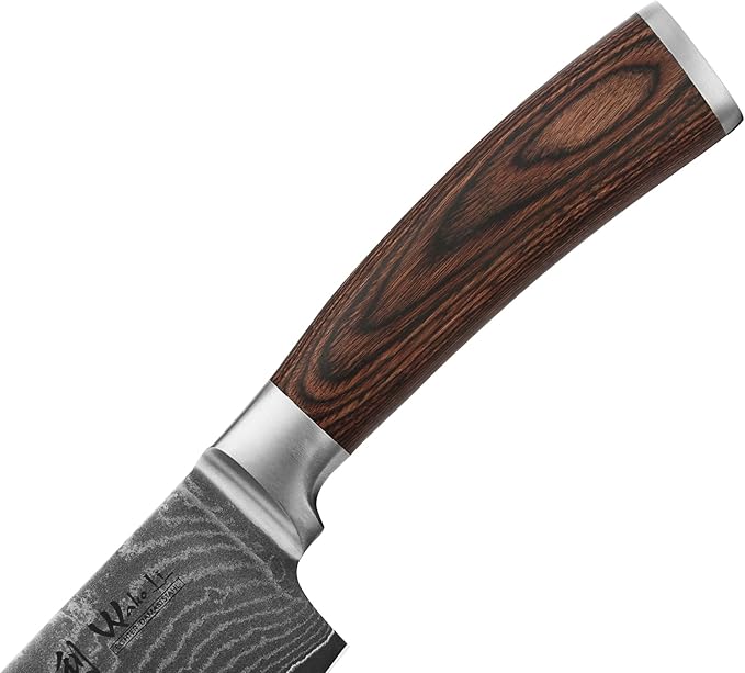 Wakoli EDIB Damascus Nakiri Knife – 6.9" Vegetable Knife with VG10 Core, Professional Kitchen Cutting Tool made of 67-Layer Damascus Steel & Ergonomic Pakkawood Handle