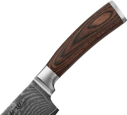 Wakoli EDIB Damascus Nakiri Knife – 6.9" Vegetable Knife with VG10 Core, Professional Kitchen Cutting Tool made of 67-Layer Damascus Steel & Ergonomic Pakkawood Handle