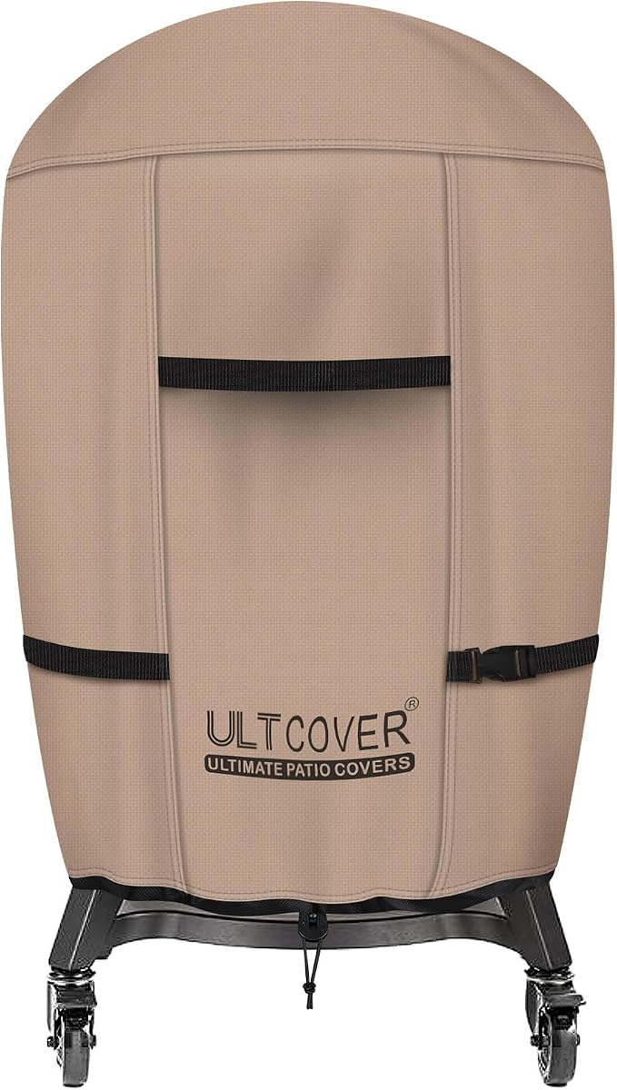ULTCOVER Outdoor Waterproof Charcoal Kamado Joe Grill Cover for 22-24 inch Char-Griller Char-Broil and Other Round Smokers Size Up to 36” Dia x 45” H
