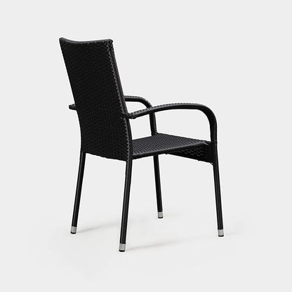Patio Sense Morgan Outdoor Wicker Chair | Set of 4 | Black | Steel Powder Coated Frame | No Assembly | Lightweight and Portable | Zero Maintenance | For Indoors, Porch, Backyard, Lawn, Garden, Balcony