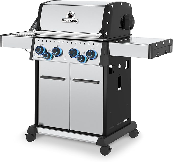 Broil King 677347 Baron S 490 Pro IR 4-Burner Pellet Ready Natural Gas Grill in Stainless Steel with Infrared Infrared Side Burner and Rear Rotisserie Burner