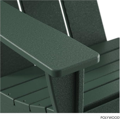 POLYWOOD Modern Adirondack Chair – All-Weather Outdoor Lawn Adirondack Chairs – HDPE, Fade-Resistant & Durable Outdoor Furniture – For Patio, Deck & Fire Pit Chairs – Green