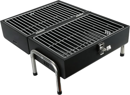 Portable Charcoal Grill, Table Top Small BBQ Grill For Outdoor, Camping, Beach, Easy Assembly, Heavy Duty & Multi-Use Small Grill, Black (270 Sq.In)