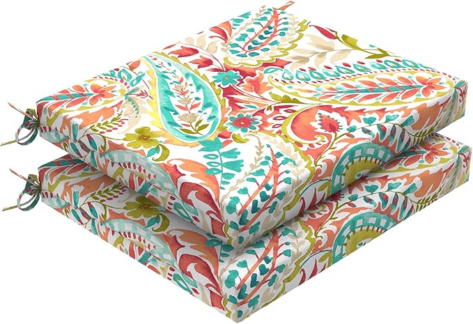 DYTXIII Set of 2 Outdoor Chair Cushions, Water Resistant 18.5"x16"x2" Square Seat Cushion for Patio Dining Chairs, High-Density Replacement Pads for Indoor Outdoor Furniture - Pretty Paisley
