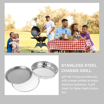 Portable 28cm Small Charcoal Grill Outdoor Barbecue Stove Set with Non-stick Grill Plate, Disposable Smokeless Camping Bbq Tool for Travel and Backyard Cooking Random Color