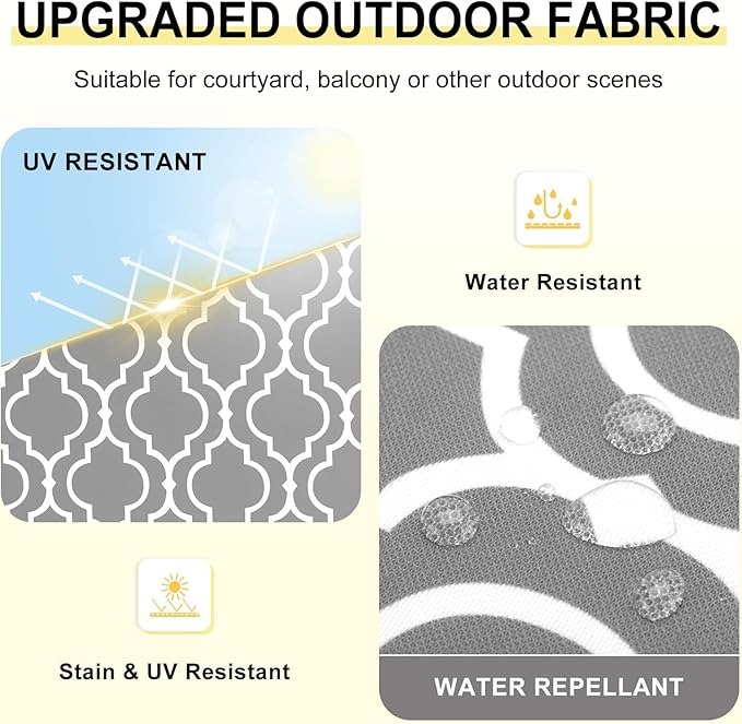 downluxe Outdoor Chair Cushions Set of 4 for Patio Furniture, Water-Resistant Square Corner Patio Chair Cushions with Ties, High Density Foam Outdoor Seat Cushion, 18.5" X 16" X 3", Grey Gourd