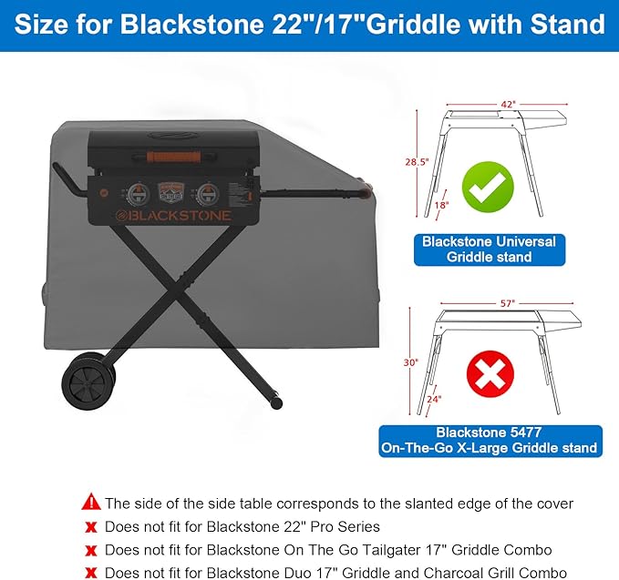 KINGLY Griddle Cover for Blackstone 22 inch with Hood & Stand,Super Durable Heavy Duty Waterproof Grill Cover for Blackstone 17 and 22 inch Griddle,Thick and Sturdy Weatherproof(Cover only)