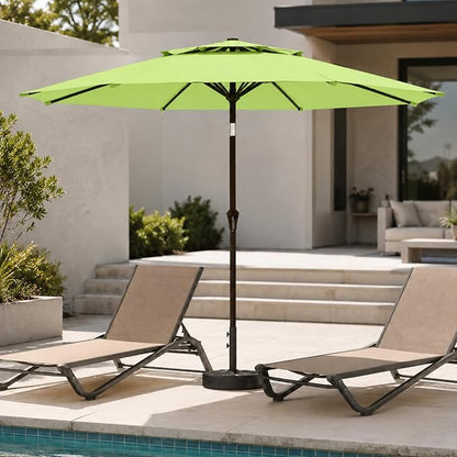 10FT Patio Umbrella, 2 Tier Outdoor Table Umbrella, Large Vented Market Umbrellas with Push Button Tilt and Crank, 8 Sturdy Ribs for Backyard, Deck, Pool, UPF50+ UV Protection