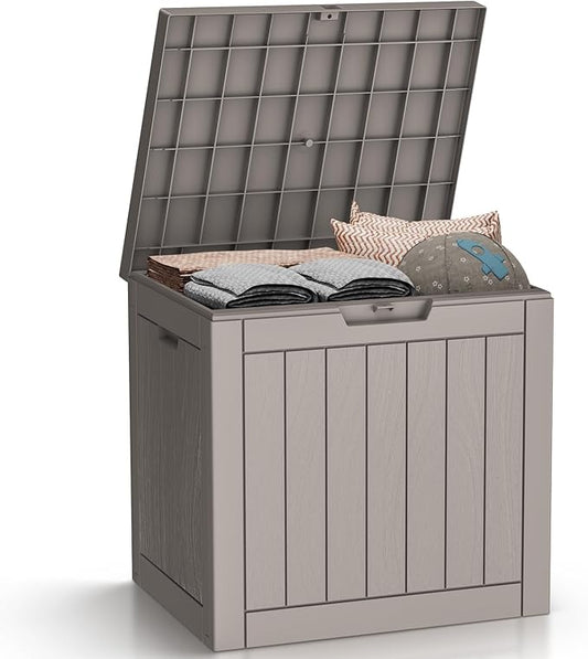 Resin Deck Box - 36 Gallon Lockable Outdoor Storage, Water-Resistant Indoor/Outdoor Bin for Package Delivery, Patio Cushions, Gardening Tools