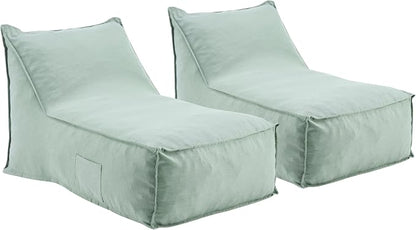 Christopher Knight Home Venny 48" L Outdoor Bean Bag Chair Set of 2, Fabric Bean Bag Chair for Adults and Kids, Indoor/Outdoor Sun Lounger, Patio Lounge Chair Set of 2, Mint