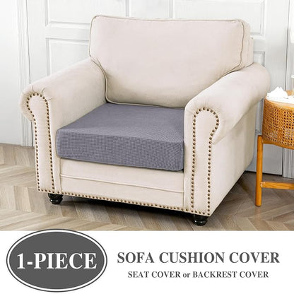 LA MEACK Couch Cushion Cover Seat Cushion Cover Stretch Armchair Cover Separate Sectional Sofa Slipcovers Furniture Protector(1 Piece for Seat or Sofa Backrest, Light Grey)