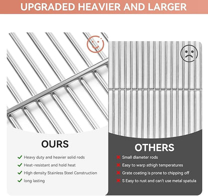 7638 7639 Grill Grates for Weber Spirit I II 300 Series E310 E320 E330 S310 S320 S330 Gas Gril, 17.5" Stainless Steel Cooking Grates Fits Genesis Silver/Gold/Platinum B & C, Genesis 1000–3500