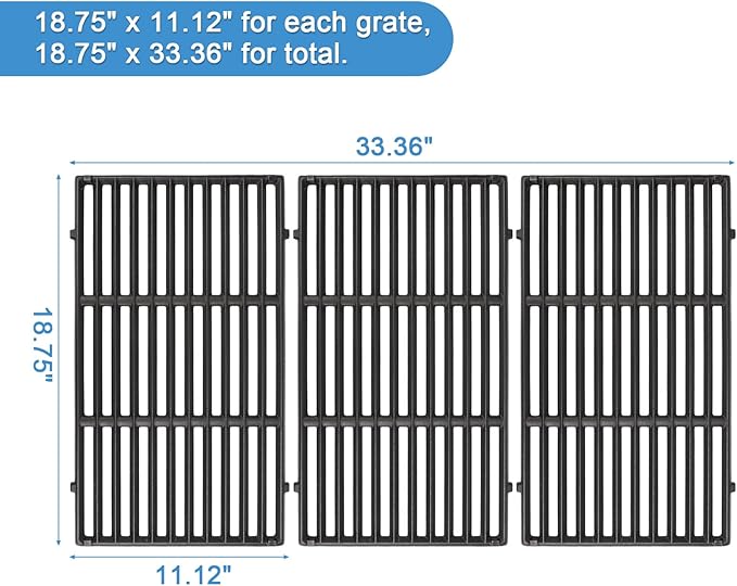 Grill Grates for Weber Genesis II - GS4 Cooking Grate Replacements for Weber 66089 66097, Cast Iron, 18.75"