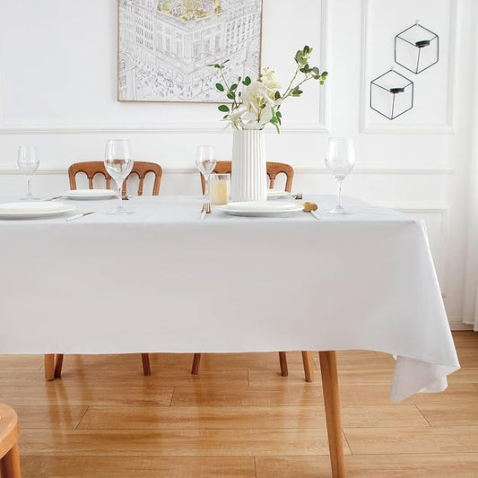 NLMUVW Square Vinyl Tablecloth 48 Inch with Flannel Backing, White Small PVC Table Cloth Waterproof Wipe Clean Table Cover for Dining Party Camping Outdoor, 48 X 48 Inch
