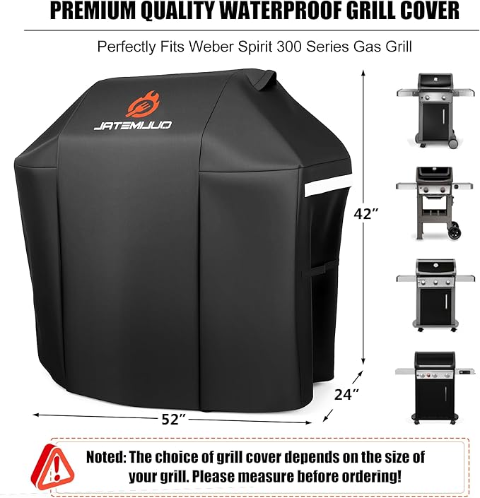 52 Inch Grill Cover for Weber Spirit 300 Series - 600D Heavy Duty Waterproof BBQ Grill Cover Waterproof Weather Resistant,7106 Weber BBQ Cover for Spirit E310/315/330/Spirit ii E310