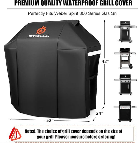 52 Inch Grill Cover for Weber Spirit 300 Series - 600D Heavy Duty Waterproof BBQ Grill Cover Waterproof Weather Resistant,7106 Weber BBQ Cover for Spirit E310/315/330/Spirit ii E310