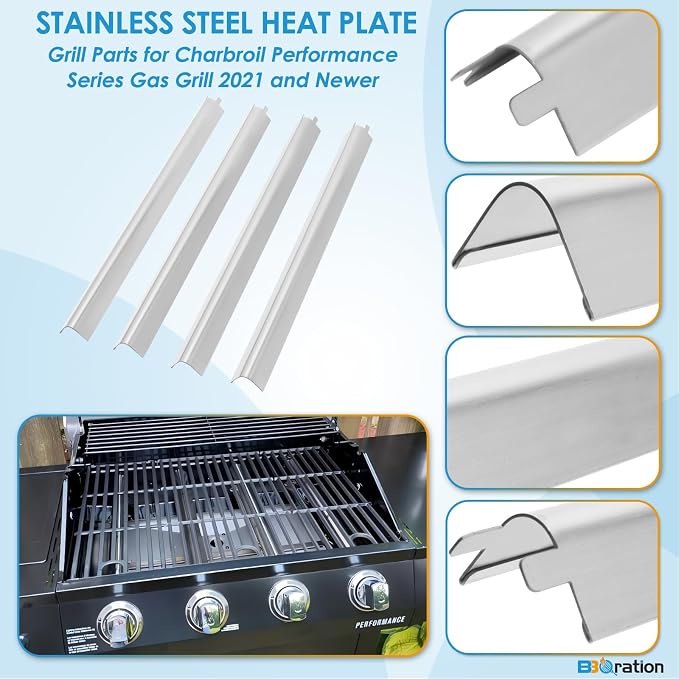 17" Grill Grate and Heat Plate for Charbroil Performance 4-Burner 463352521 | G426-0004-W1 G426-0005-W1 Cooking Grate for Charbroil 463352521 463354021 463365021 463365522, Heavy-duty Cast Iron