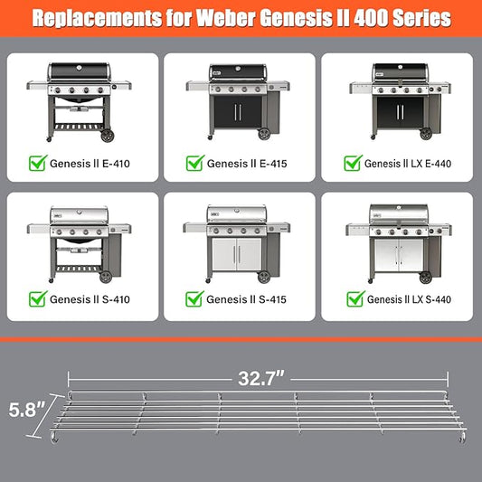 QuliMetal 66045 Grill Warming Rack for Weber GS4 Genesis II E-410, II S-410, II SE-410 Grills, Grill Parts for Weber Genesis II 400 Series, SUS304 Stainless Steel Warming Rack for Genesis 66045