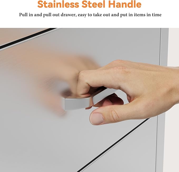 Jocisland 41.5" W×20" D×23" H Stainless Steel Outdoor Kitchen Drawers, Double Drawers with Trash Drawer & Door, 3-Tier Cabinet, Built-in BBQ Island Storage for Outdoor Kitchens