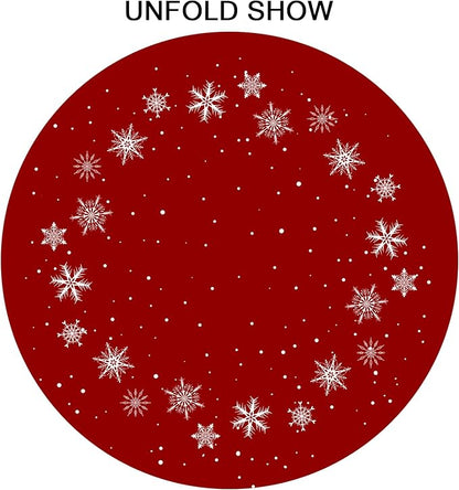 Sweetshow Xmas Snowflake Table Cloth Round 70 Inch Polyester Table Cover | Red Xmas Table Cloth Round Winter Snowflake Tablecloth Washable Stain and Wrinkle Xmas Round Table Cover for Dining Picnic