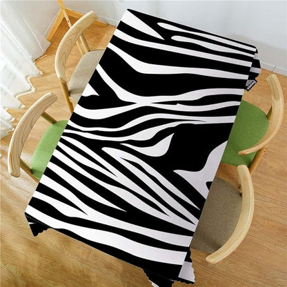 Swono Zebra Stripes 52"X70" Oblong Table Cloth Animal Skin Black and White Zebra Print Wrinkle Free Table Cover Farmhouse Tablecloth for Home Restaurant Picnic Indoor Outdoor Dining