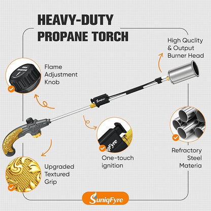 CSA Certified Propane Torch Weed Burner | Adjustable Flame Weed Torch with Detachable Handle&Piezo Trigger Self Igniting for Weed(Propane Tank Not Included)