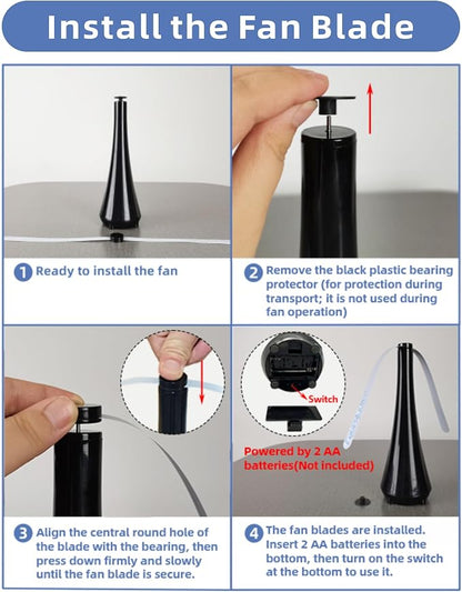 Fly Swatter for Outside/Inside Meal, Picnic, Barbeque, Events - Battery Operated Food Spinning Fan (Black Color, 2pcs)