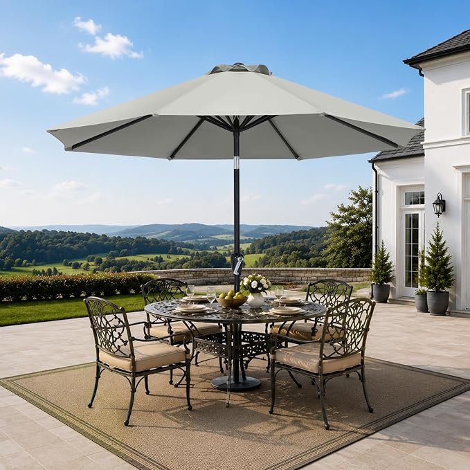 MASTERCANOPY 10ft Patio Umbrella with Tilt & Crank, Light Gray | 8 Sturdy Ribs, Vented Top, UV & Water Resistance, Quick Setup – Perfect for Garden, Deck, Backyard, Pool