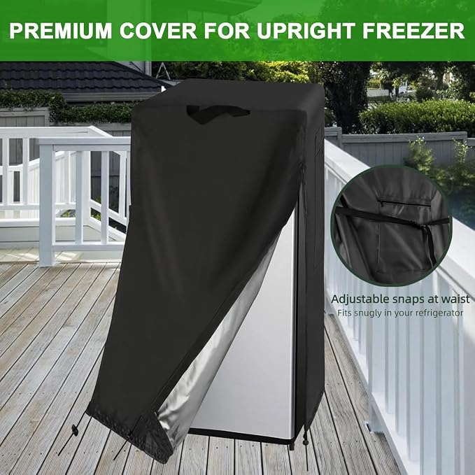 33W Large Refrigerator Cover for Most 18-20 Cu Ft Outdoor Upright Fridge | 33x33x67,Waterproof Dustproof Heavy Duty Oxford Fabric,for Large 18-20 Cubic Feet French Door Fridge/ Full Size Freezer