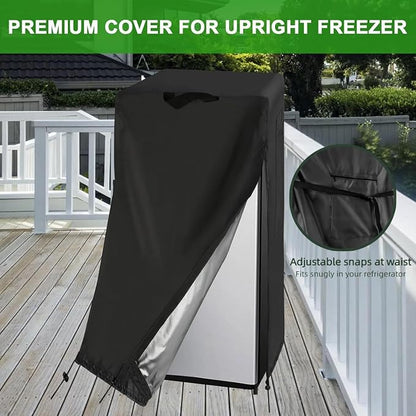 33W Large Refrigerator Cover for Most 18-20 Cu Ft Outdoor Upright Fridge | 33x33x67,Waterproof Dustproof Heavy Duty Oxford Fabric,for Large 18-20 Cubic Feet French Door Fridge/ Full Size Freezer