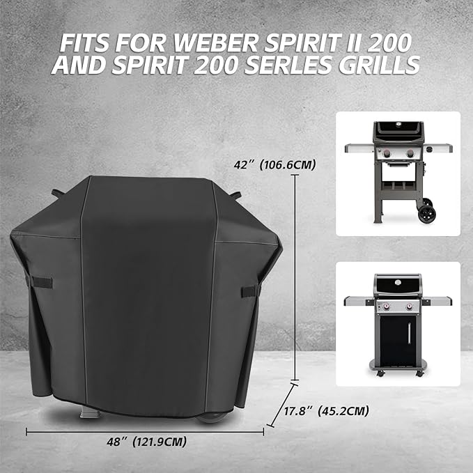 48 Inch 7138 Grill Cover for Weber Spirit 200 Series, Spirit E210, S210, E210, 215 Grills 2,Burner Grill, Anti-Fade Waterproof UV-Resistant Gas Grill Cover 600D Heavy Duty BBQ Grill Covers