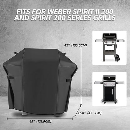 48 Inch 7138 Grill Cover for Weber Spirit 200 Series, Spirit E210, S210, E210, 215 Grills 2,Burner Grill, Anti-Fade Waterproof UV-Resistant Gas Grill Cover 600D Heavy Duty BBQ Grill Covers