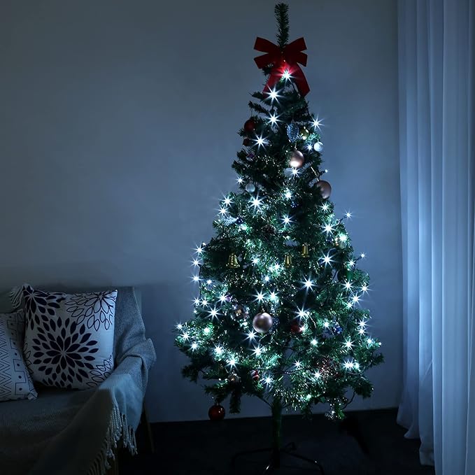 100 Counts Cool White LED Christmas Lights – 50ft 5mm White Christmas Lights Outdoor Commercial Grade Waterproof, Indoor Christmas Tree Decorations, Green Wire Mini String Lights, UL, IP:65