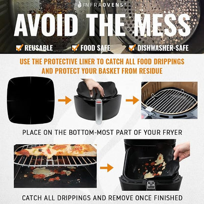 Air Fryer Accessories Compatible with Ninja Foodi Grill 5 in 1, Instant Pot, Gourmia, Chefman, Power Vortex, PowerXL Grill + More, Air Fryer Rack, Cheat Sheet Guides, Air Fryer Liners