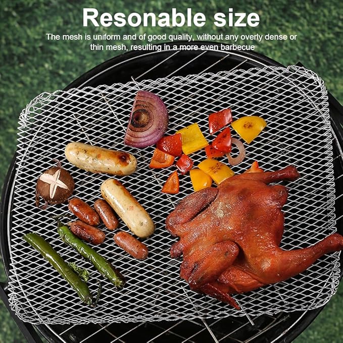 Disposable Grill Toppers, Non-Stick Aluminum BBQ Mat, 10-Pack, 15.3x12 Inches, Silver, Outdoor Grilling Mesh