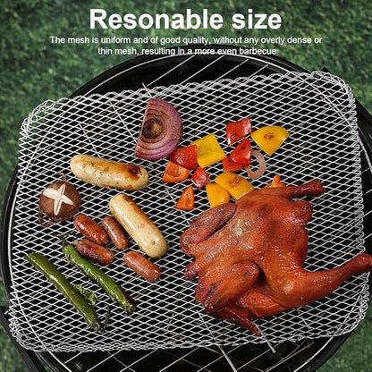 Disposable Grill Toppers, Non-Stick Aluminum BBQ Mat, 10-Pack, 15.3x12 Inches, Silver, Outdoor Grilling Mesh