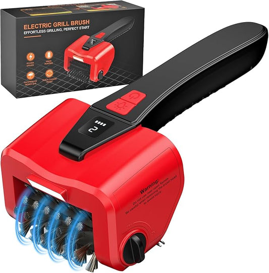 Electric Grill Brush-Bristle-Free Spinning-Grill-Cleaning-Brush-Outdoor-Automatic-BBQ-Grill-Cleaner with LED,Dual-Speed Motor,4500mAh Rechargeable Motorized Power Barbecue Safe Heavy Duty Tool