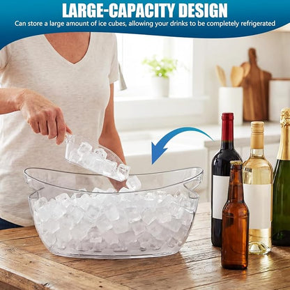 OBTANIM 2 Pack Clear Acrylic Ice Buckets Large Champagne Drink Cooler Storage Ice Tub with Scoops for Beer Cocktails Wine Beverage Home Parties Bar Cooling Supplies