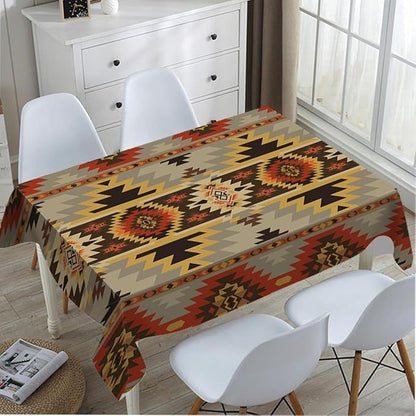 TKS MITLAN Geometric Pattern Decorative Rectangle Tablecloth American Style Aztec Polyester Table Cloth Kitchen Cover for Dining BBQ Picnic Coffee Table 60 x 84 Inch 6-8 Seats