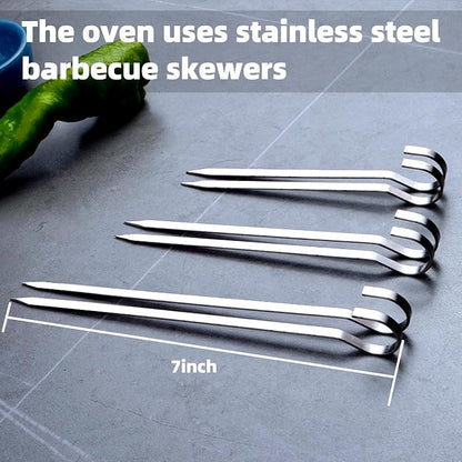 40PCS Kabob Skewers Flat Metal BBQ Barbecue Skewer 7" short Stainless Steel Shish Kebob Sticks Wide Reusable Grilling Skewers Set for Meat Shrimp Vegetable, Set of 40 with box (7inch)