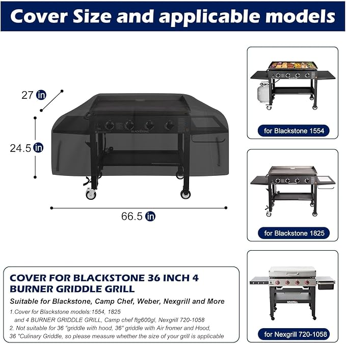 Griddle Cover for Blackstone 36 Inch Griddle Cooking Station, Waterproof Oxford Flat Top Gas Grill Cover for Blackstone 1554, 1825 and 4 Burner Griddle Grill, Nexgrill 720-1058