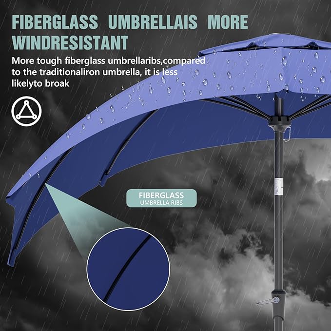 Sannwsg Patio Umbrellas, Pool Umbrella with 8 Sturdy Ribs, Outdoor Umbrella with Push Button Tilt/Crank, Deck Umbrellas, Market Umbrela Table for Backyard, Deck, Garden, Pool